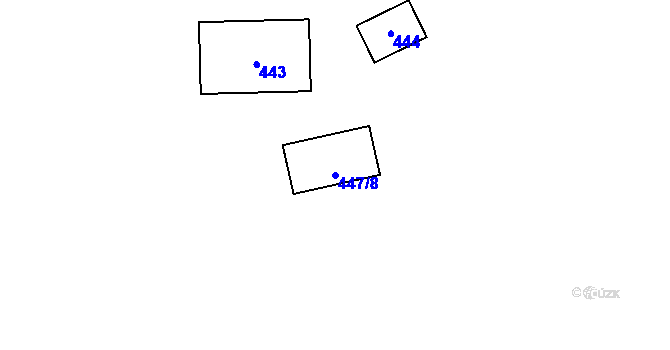 Parcela st. 447/8 v KÚ Havraň, Katastrální mapa