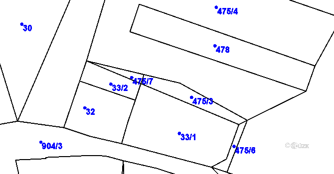 Parcela st. 475/3 v KÚ Havraň, Katastrální mapa