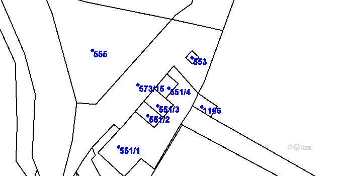 Parcela st. 551/4 v KÚ Havraň, Katastrální mapa