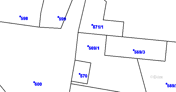 Parcela st. 569/1 v KÚ Havraň, Katastrální mapa