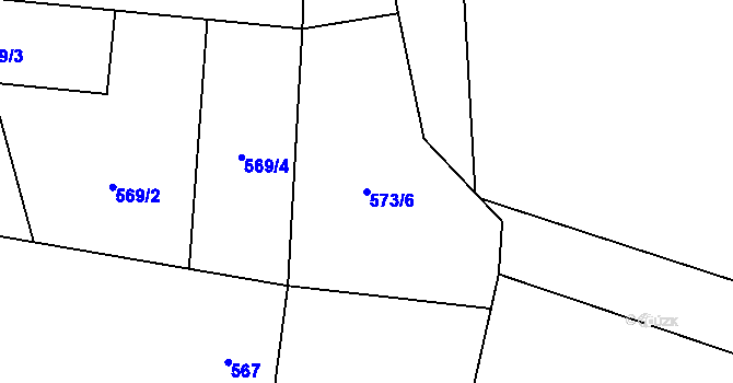 Parcela st. 573/6 v KÚ Havraň, Katastrální mapa