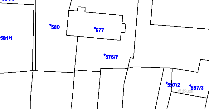 Parcela st. 576/7 v KÚ Havraň, Katastrální mapa