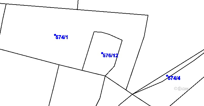Parcela st. 576/12 v KÚ Havraň, Katastrální mapa