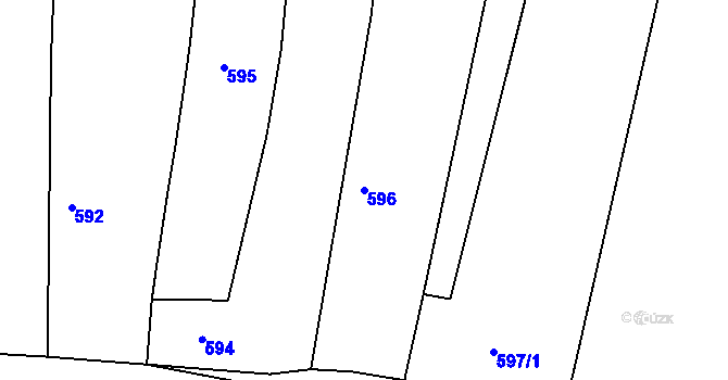 Parcela st. 596 v KÚ Havraň, Katastrální mapa