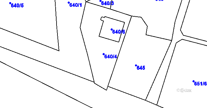Parcela st. 640/4 v KÚ Havraň, Katastrální mapa