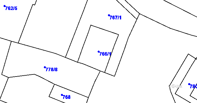 Parcela st. 766/1 v KÚ Havraň, Katastrální mapa