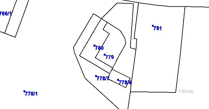 Parcela st. 779 v KÚ Havraň, Katastrální mapa