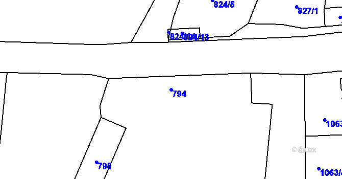 Parcela st. 794 v KÚ Havraň, Katastrální mapa