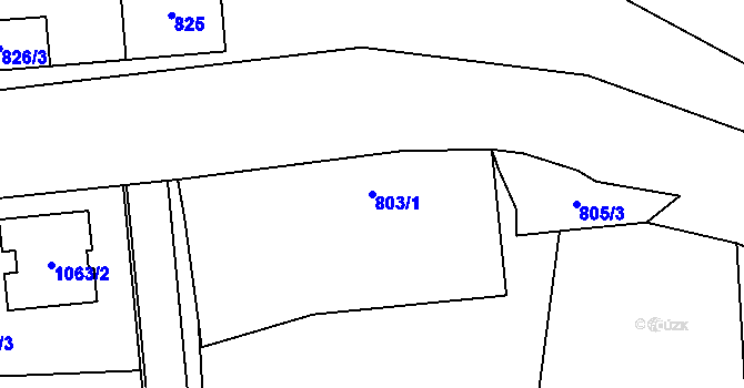 Parcela st. 803/1 v KÚ Havraň, Katastrální mapa