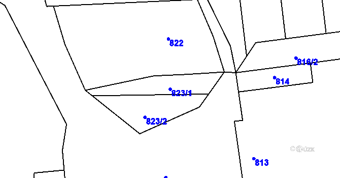 Parcela st. 823/1 v KÚ Havraň, Katastrální mapa