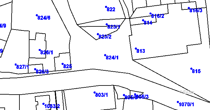 Parcela st. 824/1 v KÚ Havraň, Katastrální mapa