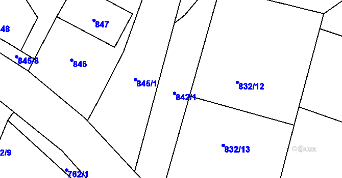 Parcela st. 842 v KÚ Havraň, Katastrální mapa