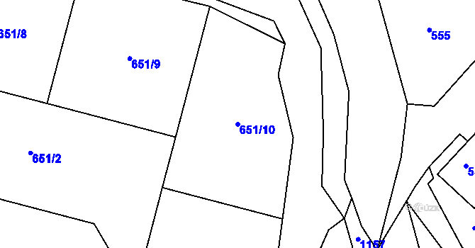 Parcela st. 651/10 v KÚ Havraň, Katastrální mapa