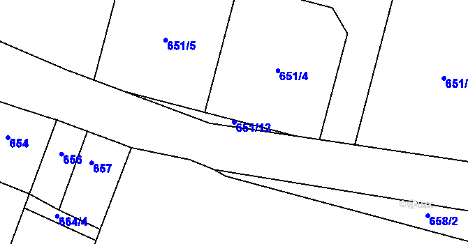 Parcela st. 651/12 v KÚ Havraň, Katastrální mapa