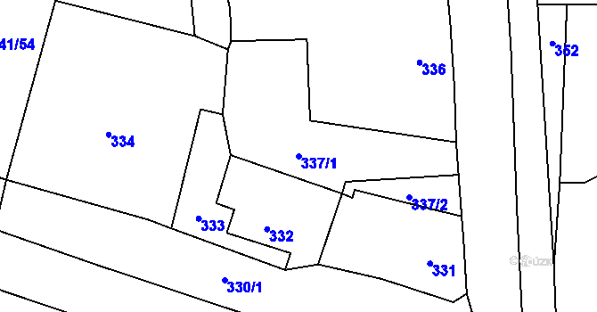 Parcela st. 337/1 v KÚ Havraň, Katastrální mapa