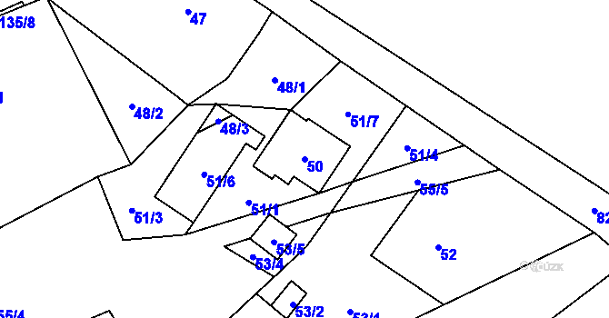 Parcela st. 50 v KÚ Havraníky, Katastrální mapa