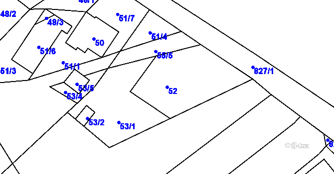Parcela st. 52 v KÚ Havraníky, Katastrální mapa