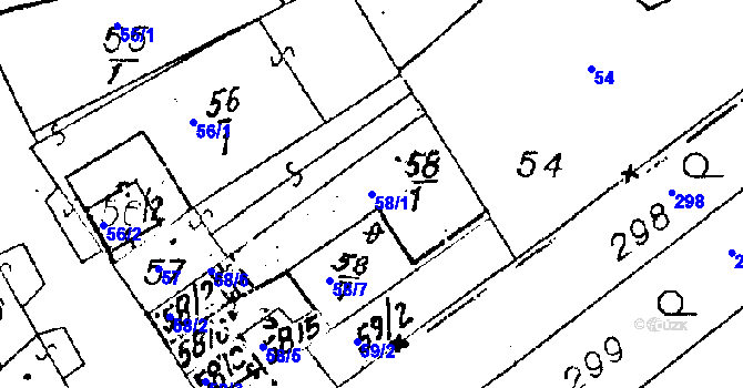 Parcela st. 58/1 v KÚ Havraníky, Katastrální mapa