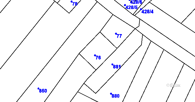 Parcela st. 76 v KÚ Havraníky, Katastrální mapa