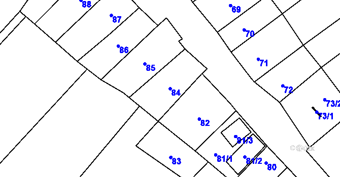 Parcela st. 84 v KÚ Havraníky, Katastrální mapa