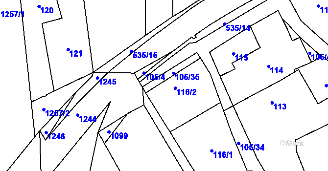 Parcela st. 116 v KÚ Havraníky, Katastrální mapa