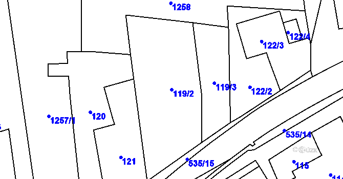 Parcela st. 119/2 v KÚ Havraníky, Katastrální mapa