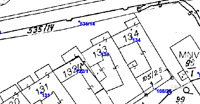 Parcela st. 133 v KÚ Havraníky, Katastrální mapa