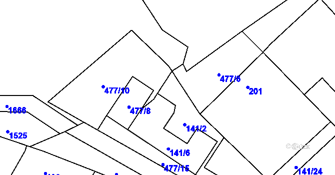 Parcela st. 141/7 v KÚ Havraníky, Katastrální mapa