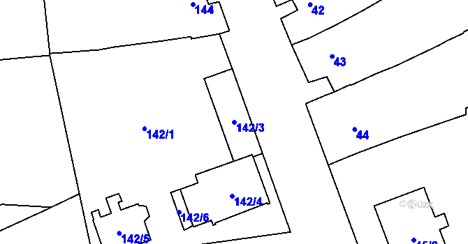 Parcela st. 142/3 v KÚ Havraníky, Katastrální mapa