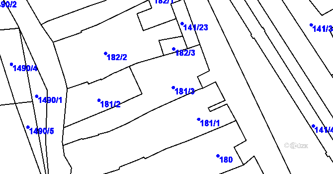 Parcela st. 181/3 v KÚ Havraníky, Katastrální mapa