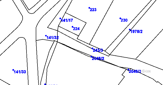 Parcela st. 243/3 v KÚ Havraníky, Katastrální mapa