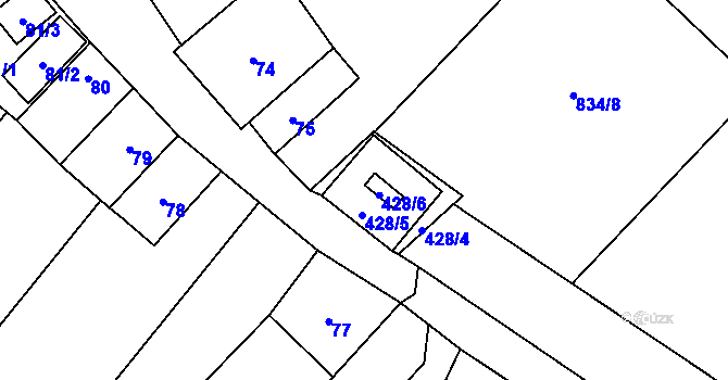 Parcela st. 428/6 v KÚ Havraníky, Katastrální mapa