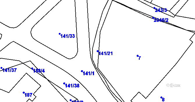 Parcela st. 141/21 v KÚ Havraníky, Katastrální mapa