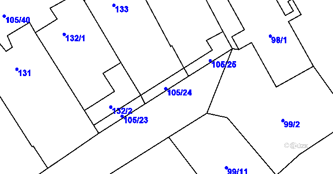 Parcela st. 105/24 v KÚ Havraníky, Katastrální mapa