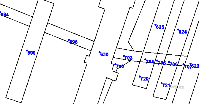 Parcela st. 630 v KÚ Havraníky, Katastrální mapa