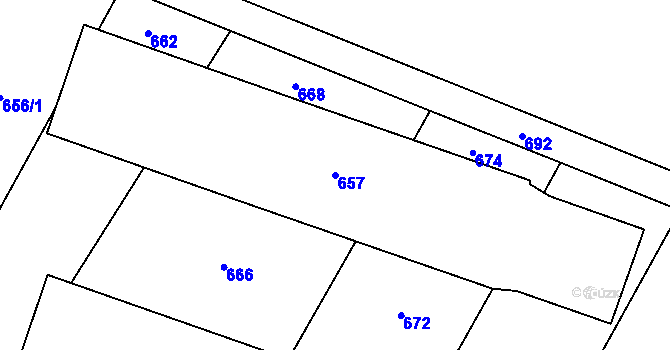 Parcela st. 657 v KÚ Havraníky, Katastrální mapa