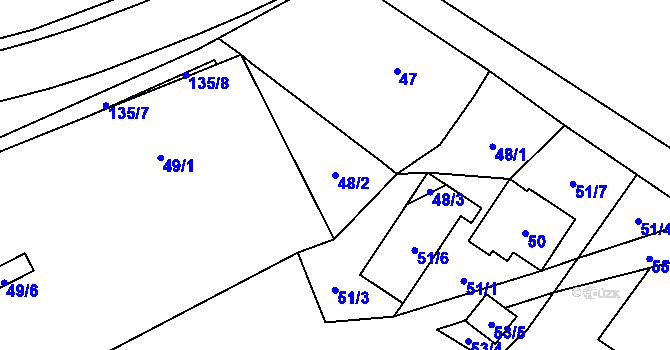 Parcela st. 48/2 v KÚ Havraníky, Katastrální mapa