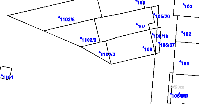 Parcela st. 1102/3 v KÚ Havraníky, Katastrální mapa