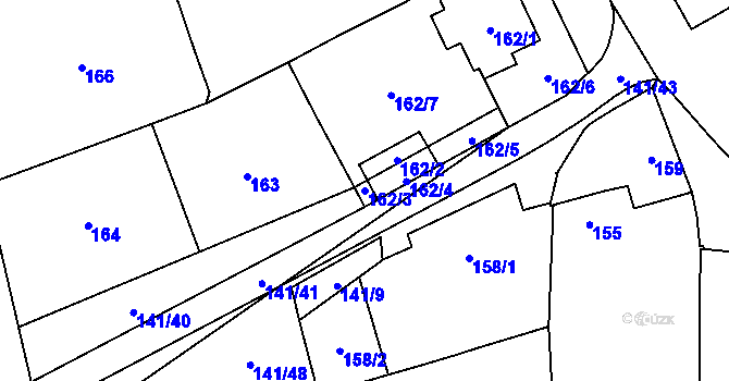 Parcela st. 162/3 v KÚ Havraníky, Katastrální mapa