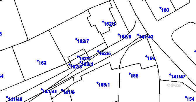 Parcela st. 162/5 v KÚ Havraníky, Katastrální mapa