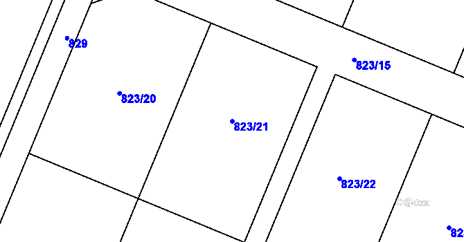 Parcela st. 823/21 v KÚ Havraníky, Katastrální mapa