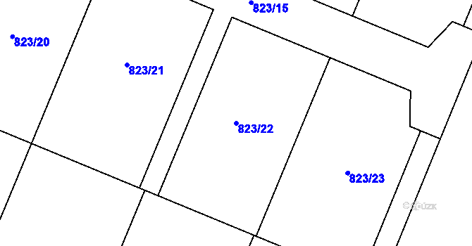 Parcela st. 823/22 v KÚ Havraníky, Katastrální mapa