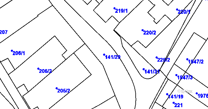 Parcela st. 141/29 v KÚ Havraníky, Katastrální mapa