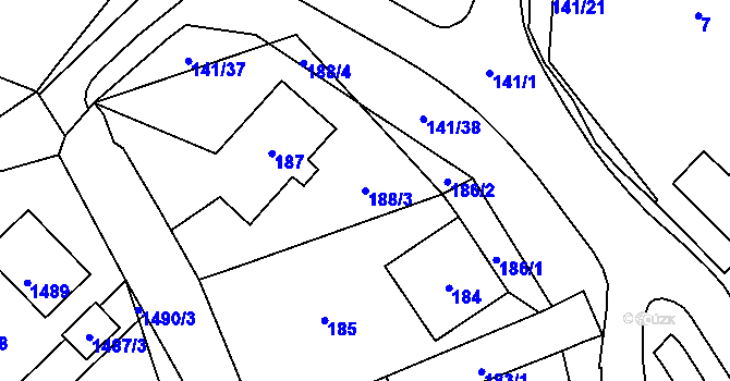 Parcela st. 188/3 v KÚ Havraníky, Katastrální mapa