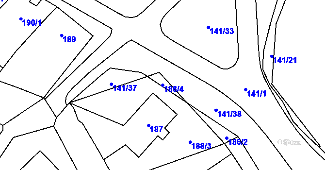 Parcela st. 188/4 v KÚ Havraníky, Katastrální mapa