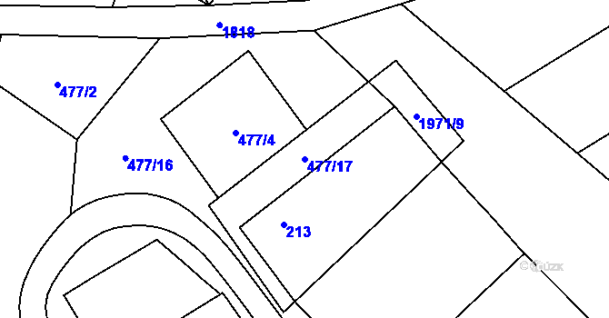 Parcela st. 477/17 v KÚ Havraníky, Katastrální mapa