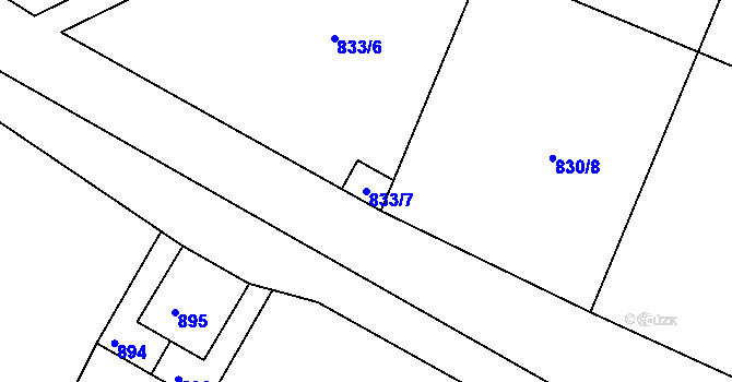 Parcela st. 833/7 v KÚ Havraníky, Katastrální mapa