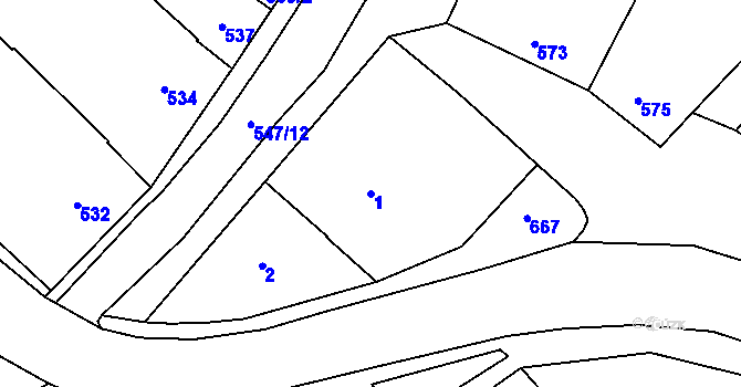 Parcela st. 1 v KÚ Havřice, Katastrální mapa