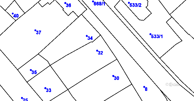 Parcela st. 32 v KÚ Havřice, Katastrální mapa