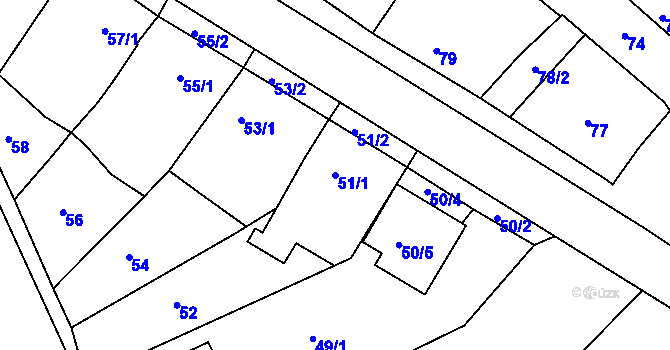 Parcela st. 51/1 v KÚ Havřice, Katastrální mapa